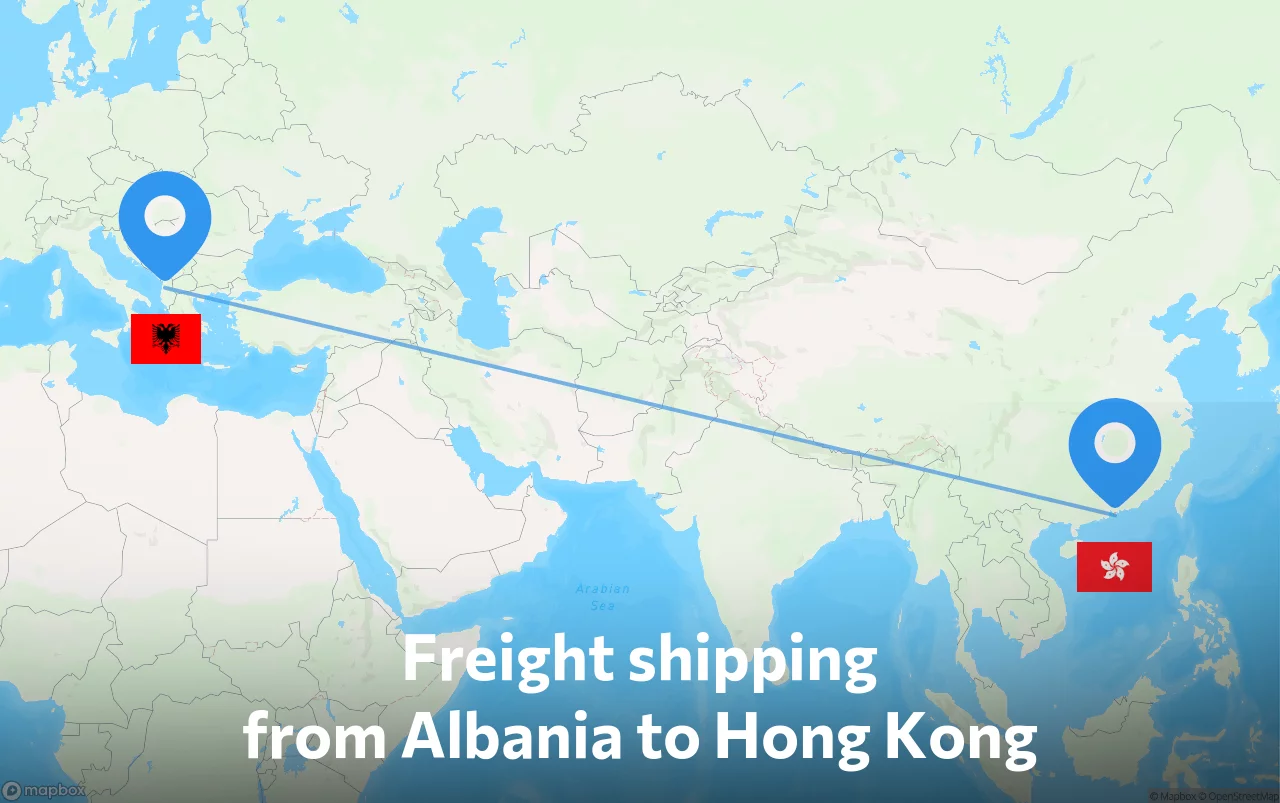 Shipping route from Albania to Hong Kong