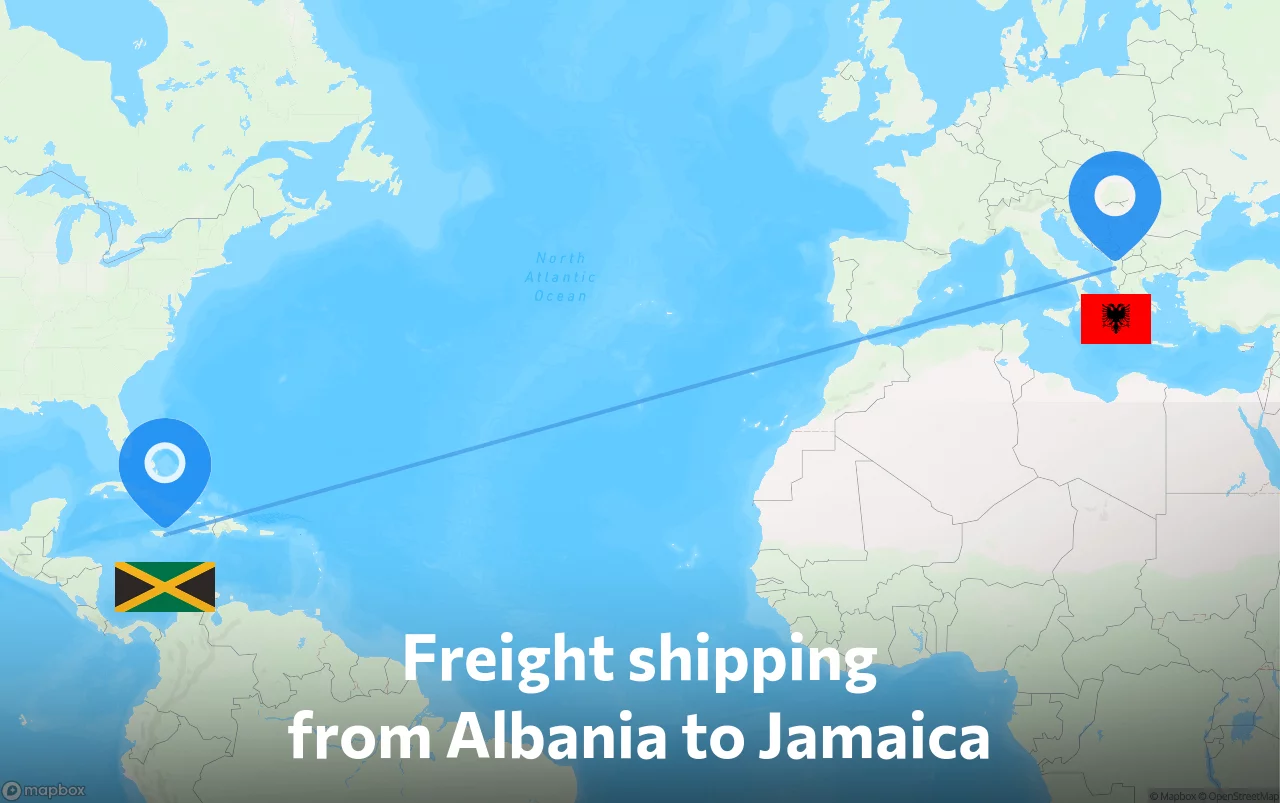 Shipping route from Albania to Jamaica