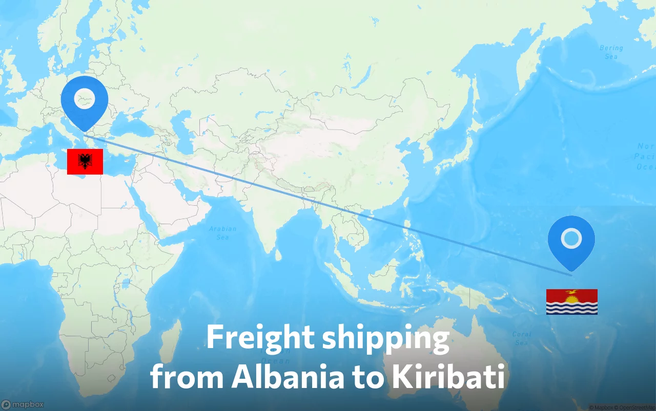 Shipping route from Albania to Kiribati
