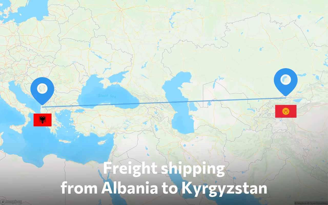 Shipping route from Albania to Kyrgyzstan