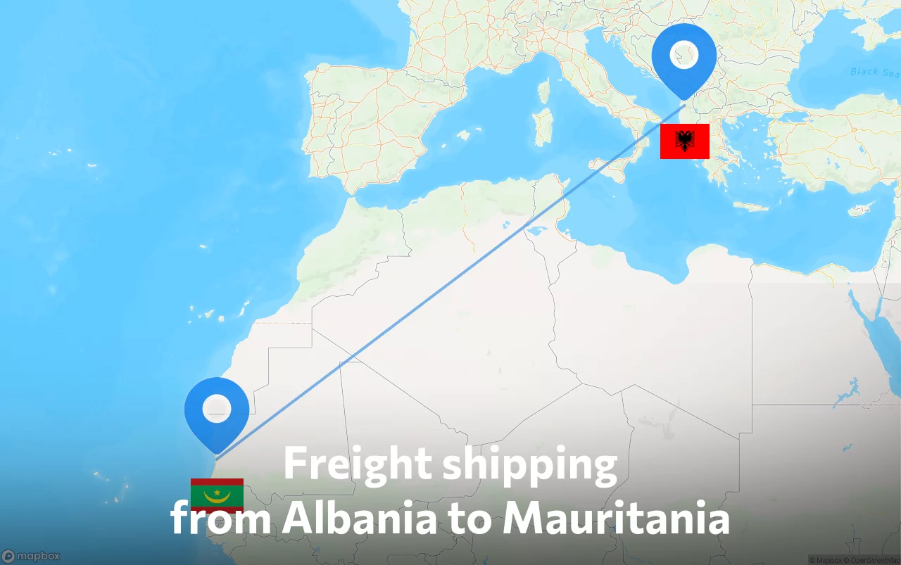 Shipping route from Albania to Mauritania