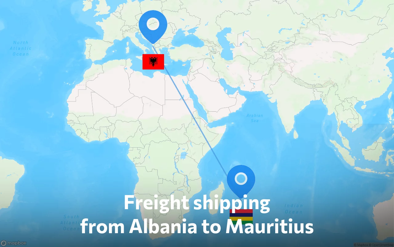 Shipping route from Albania to Mauritius