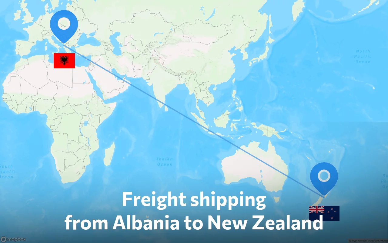 Shipping route from Albania to New Zealand