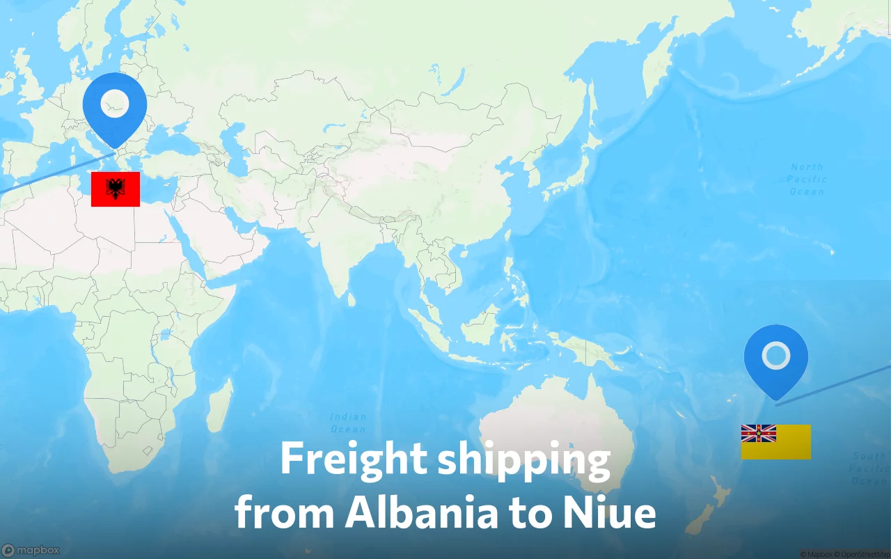 Shipping route from Albania to Niue