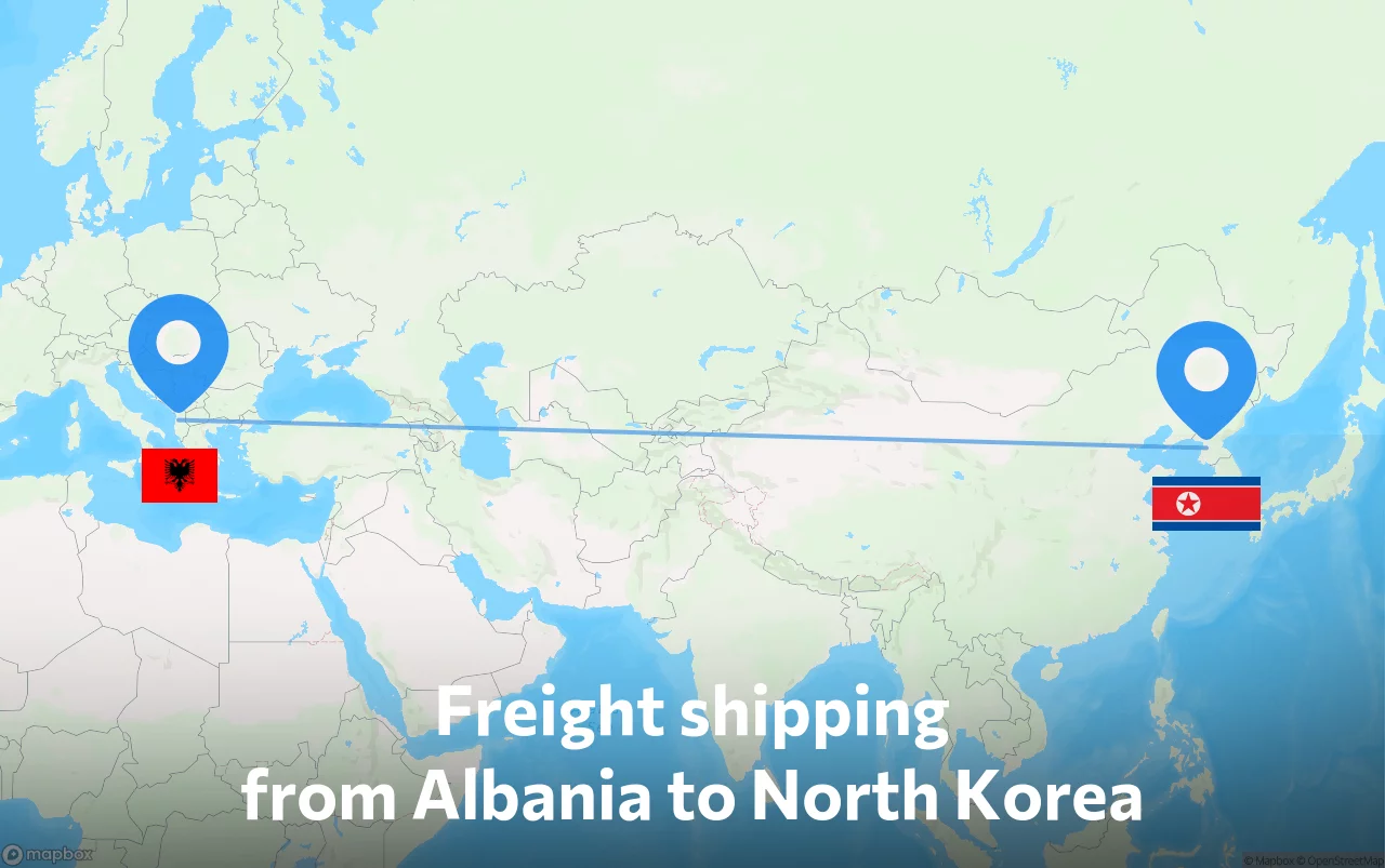Shipping route from Albania to North Korea