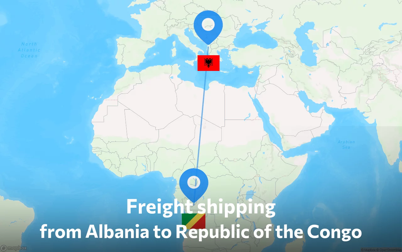 Shipping route from Albania to Republic of the Congo