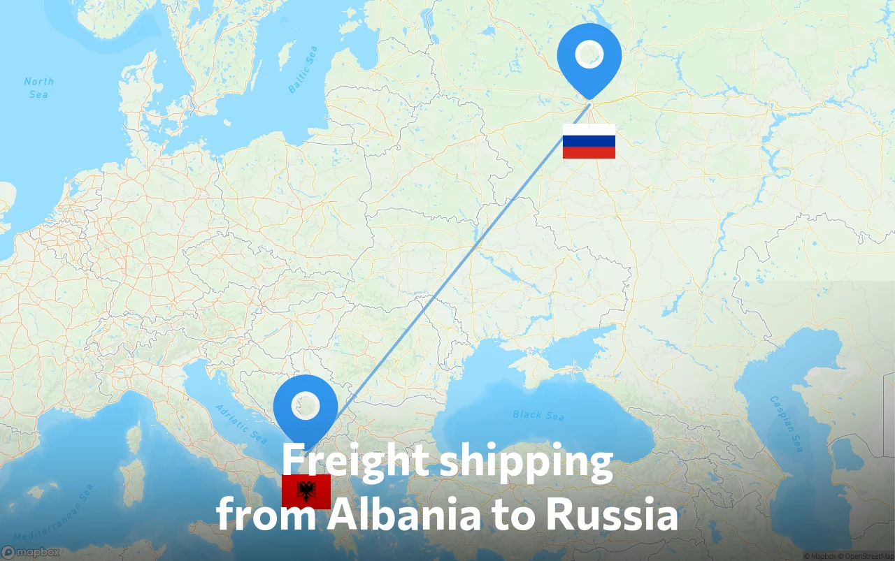 Shipping route from Albania to Russia