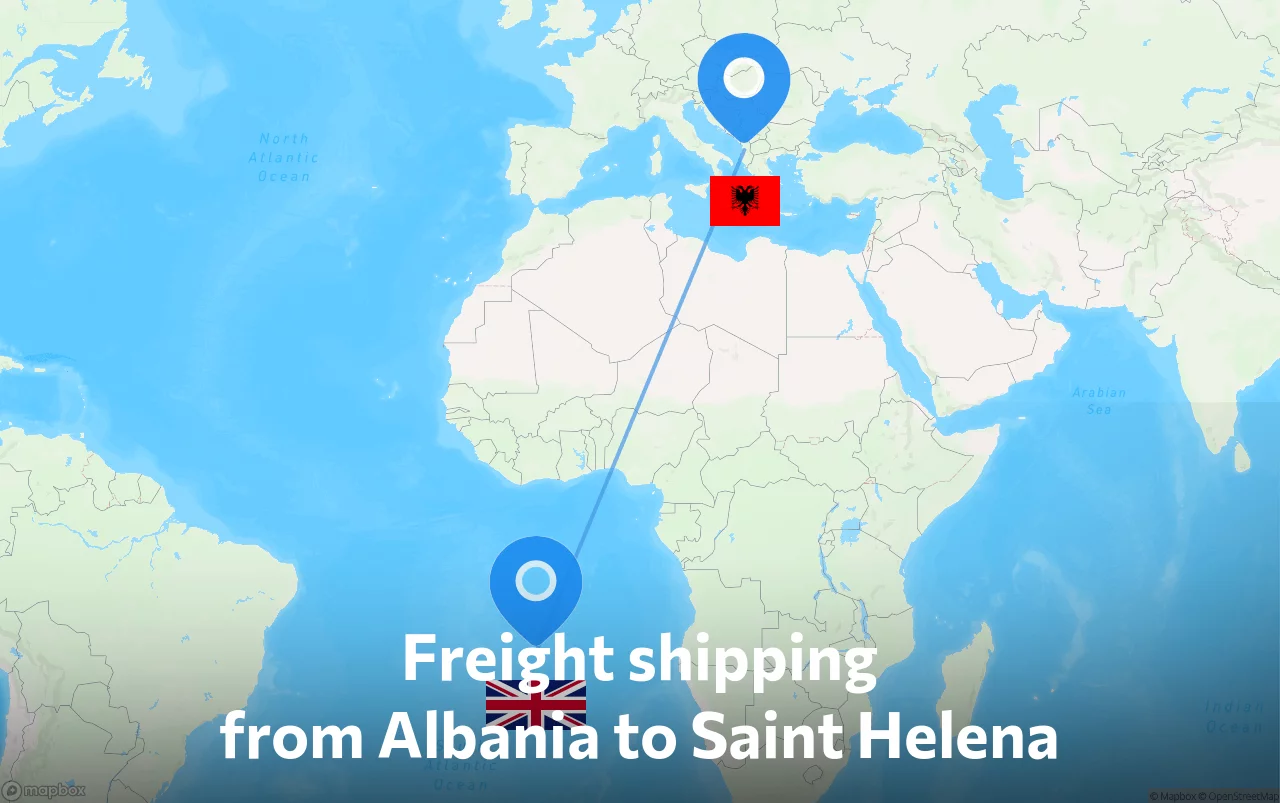 Shipping route from Albania to Saint Helena