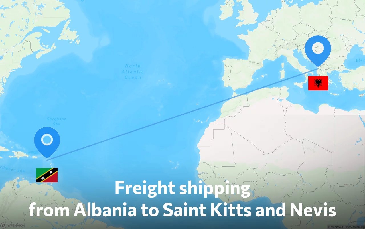 Shipping route from Albania to Saint Kitts and Nevis