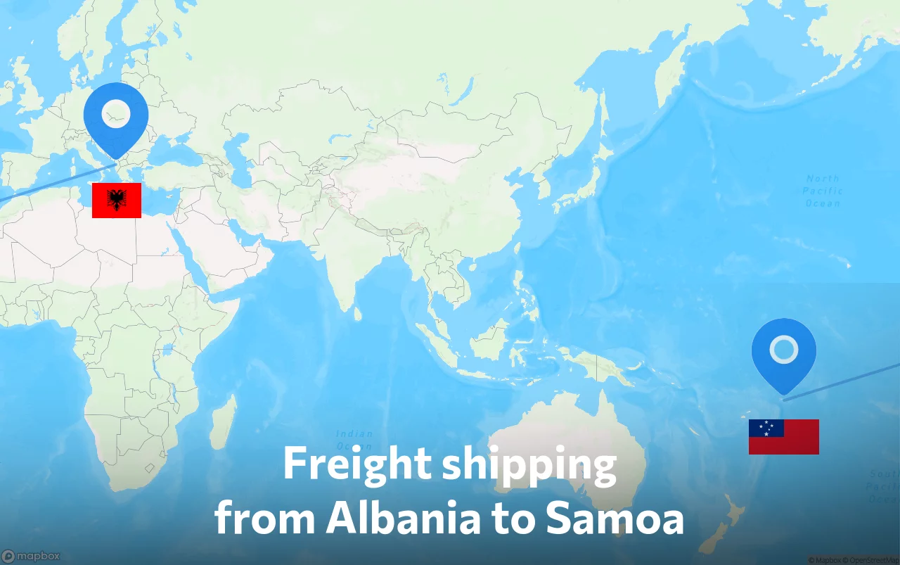 Shipping route from Albania to Samoa