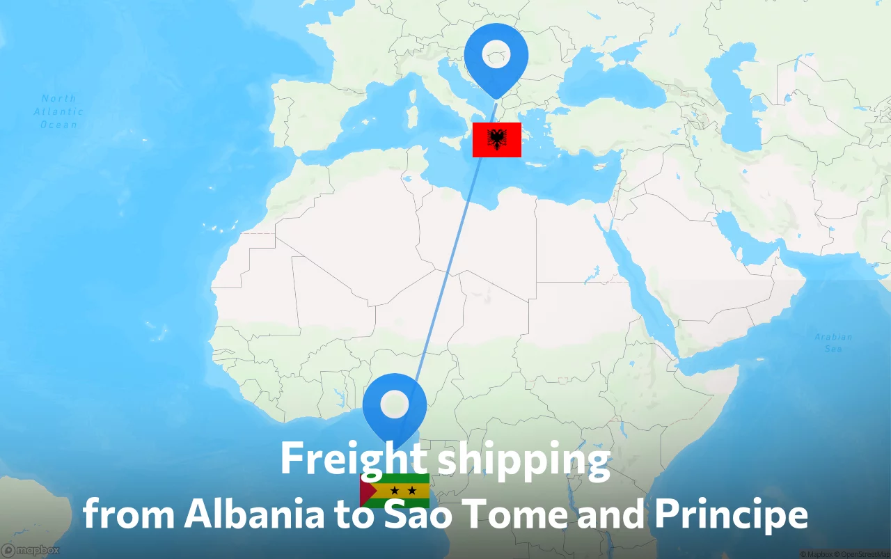 Shipping route from Albania to Sao Tome and Principe