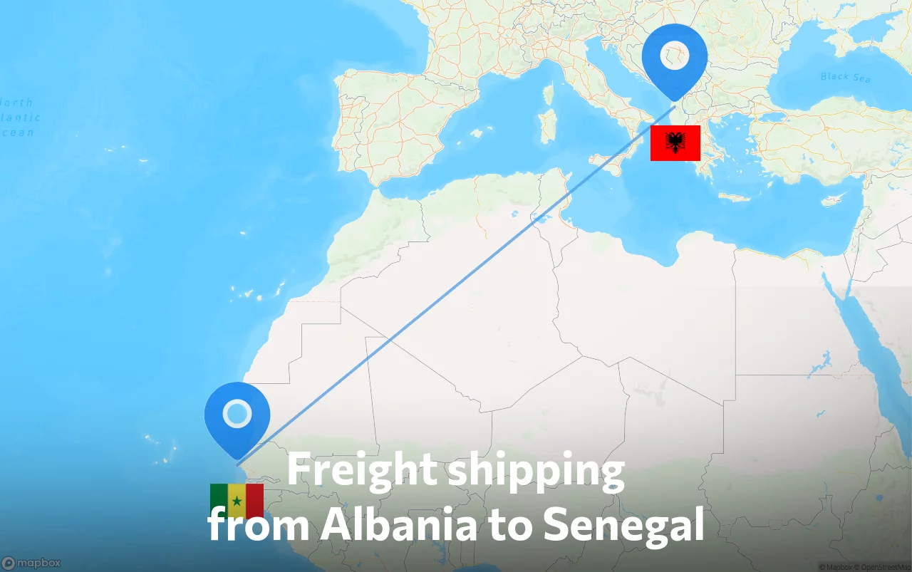 Shipping route from Albania to Senegal
