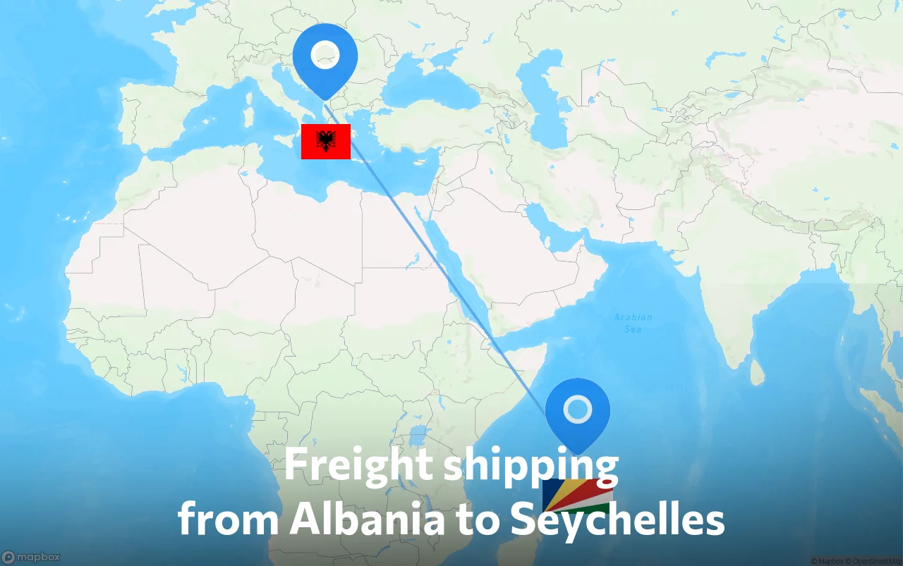 Shipping route from Albania to Seychelles