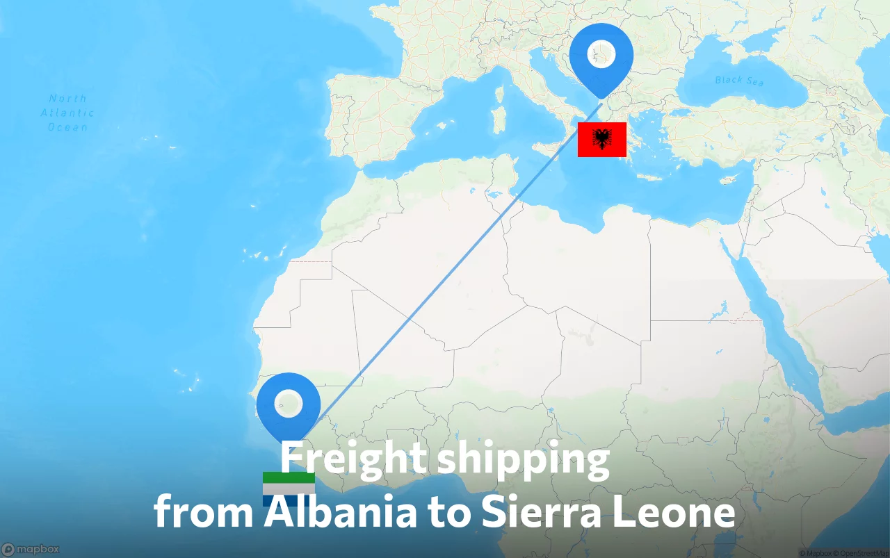 Shipping route from Albania to Sierra Leone