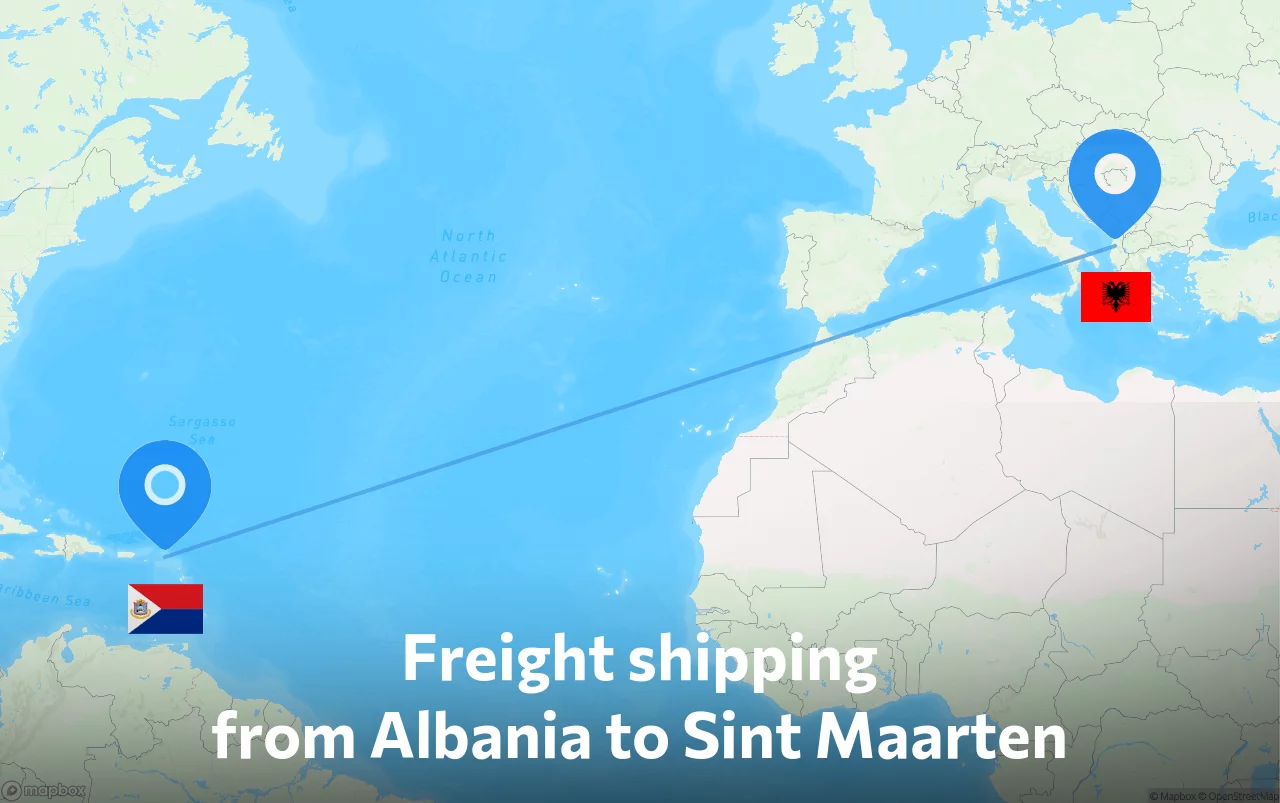 Shipping route from Albania to Sint Maarten