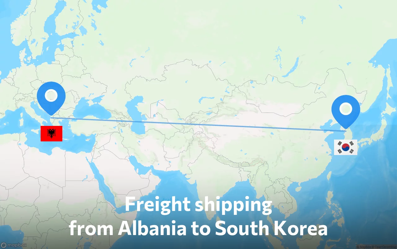Shipping route from Albania to South Korea