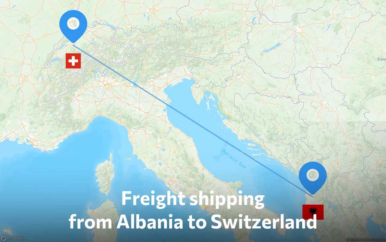 Shipping route from Albania to Switzerland