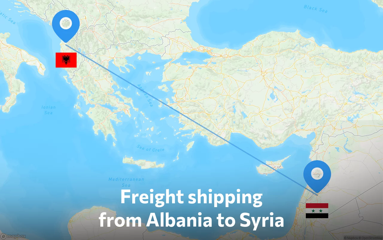 Shipping route from Albania to Syria