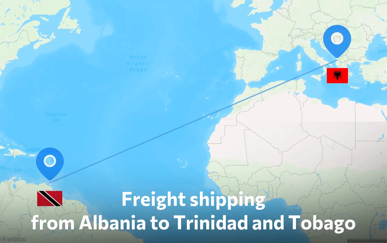 Shipping route from Albania to Trinidad and Tobago