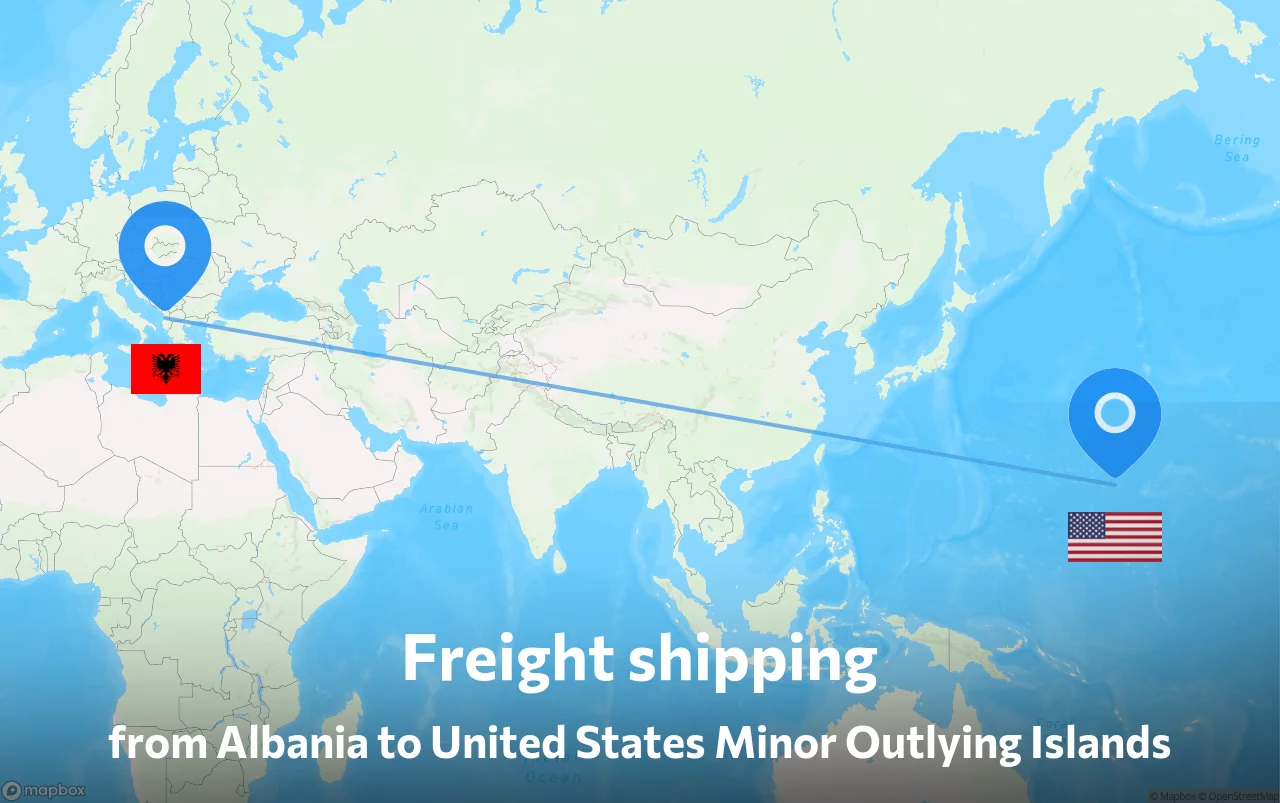 Shipping route from Albania to United States Minor Outlying Islands