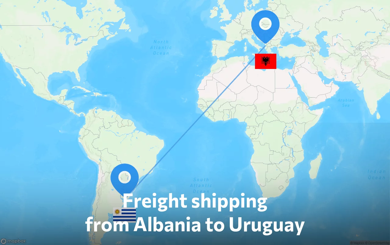 Shipping route from Albania to Uruguay