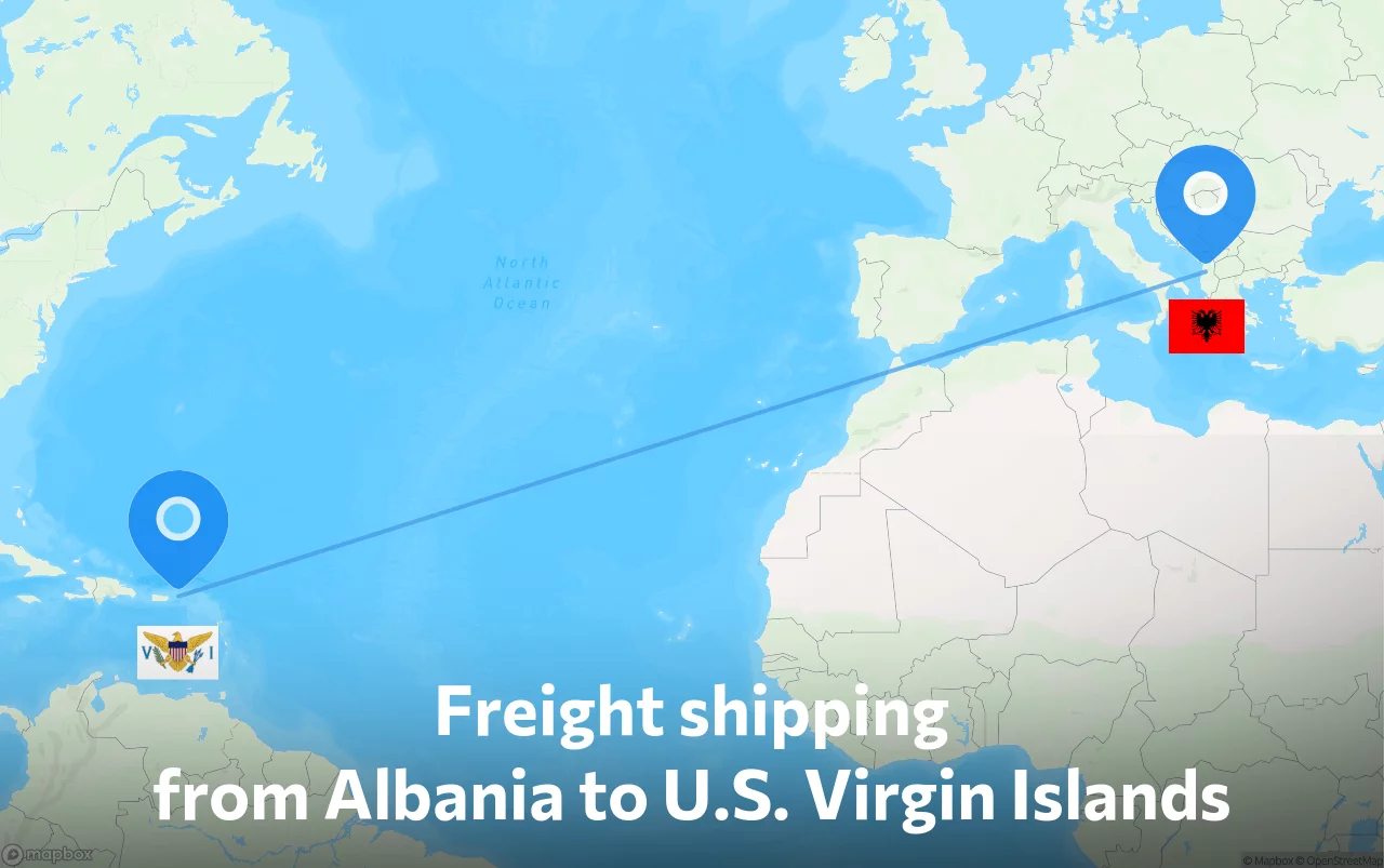 Shipping route from Albania to U.S. Virgin Islands