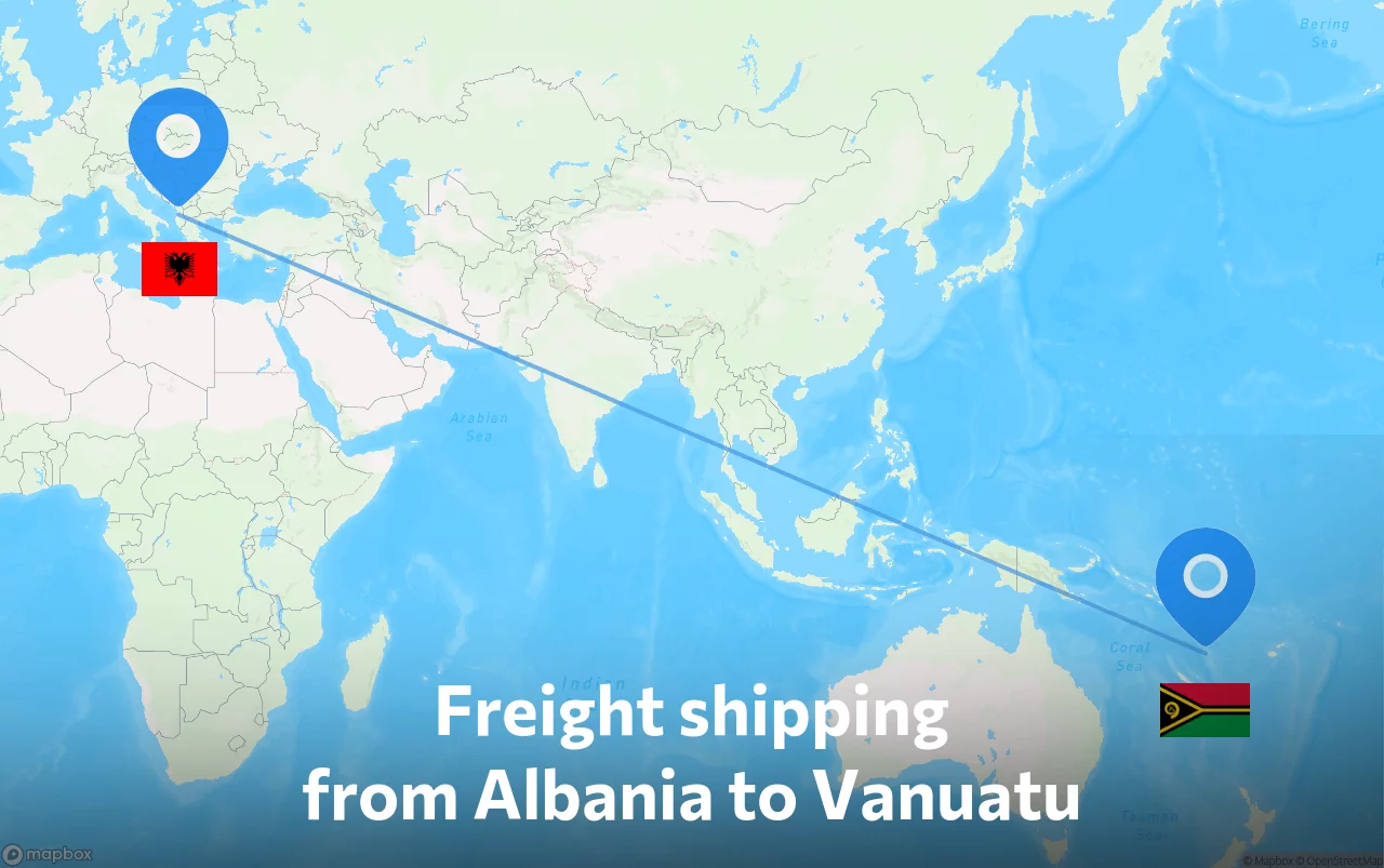 Shipping route from Albania to Vanuatu