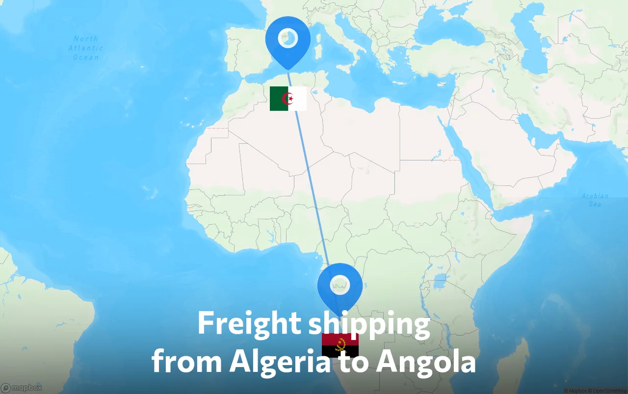 Shipping route from Algeria to Angola