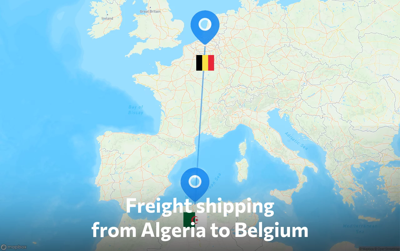 Shipping route from Algeria to Belgium