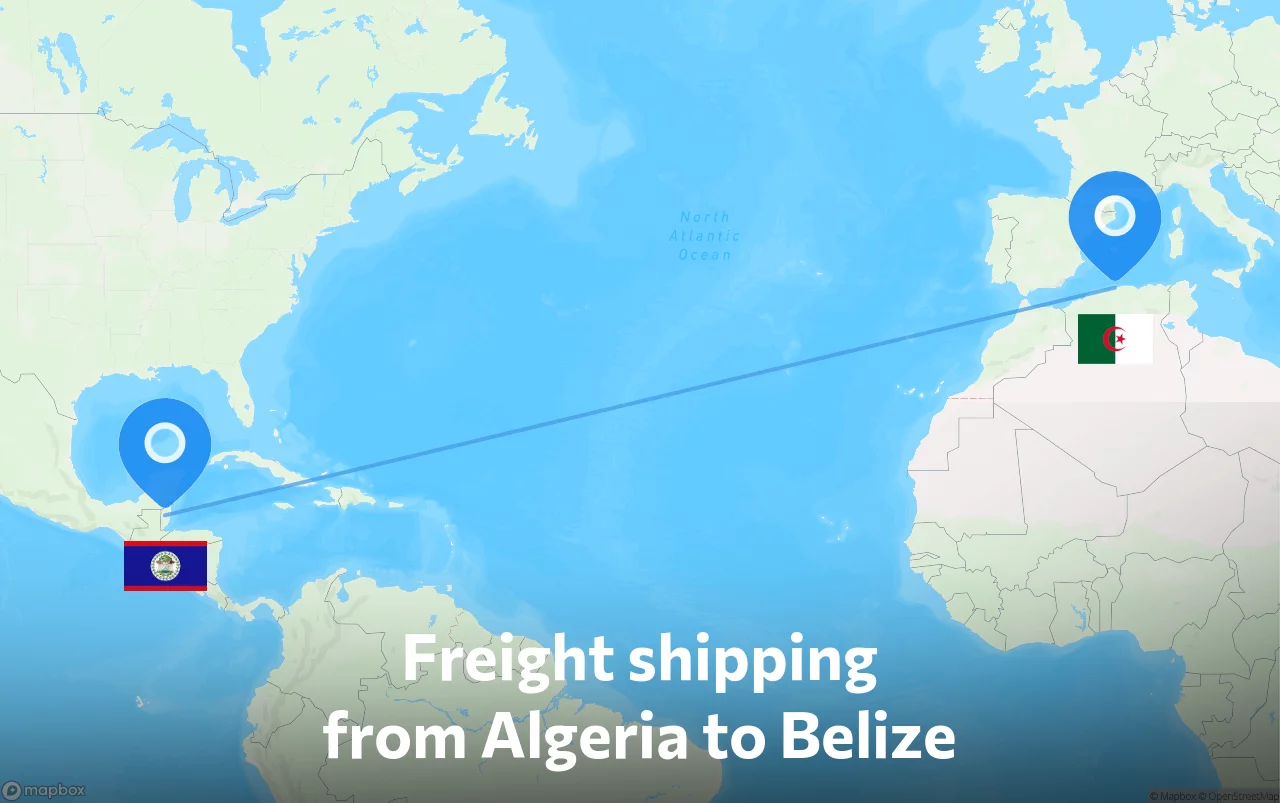 Shipping route from Algeria to Belize