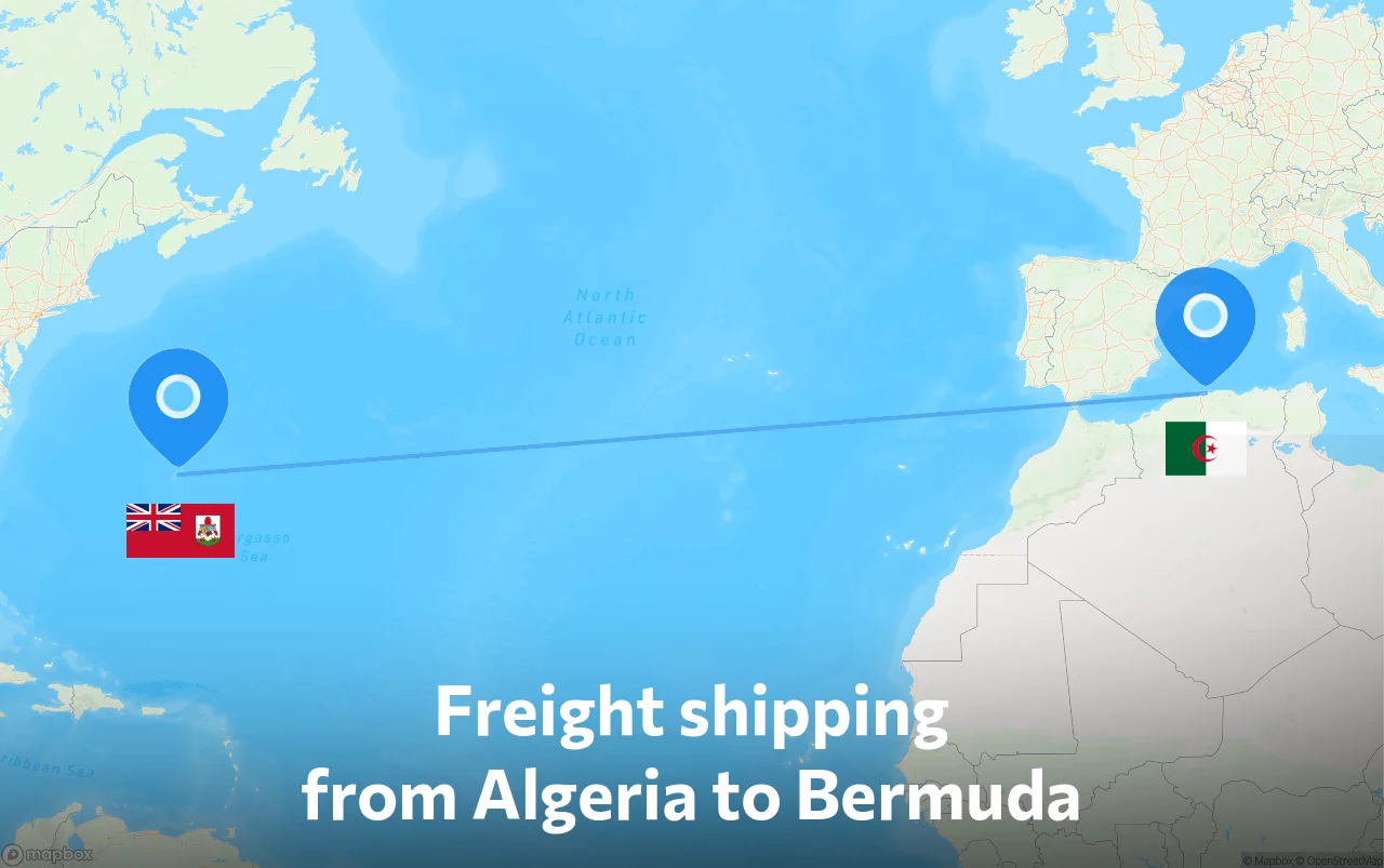 Shipping route from Algeria to Bermuda