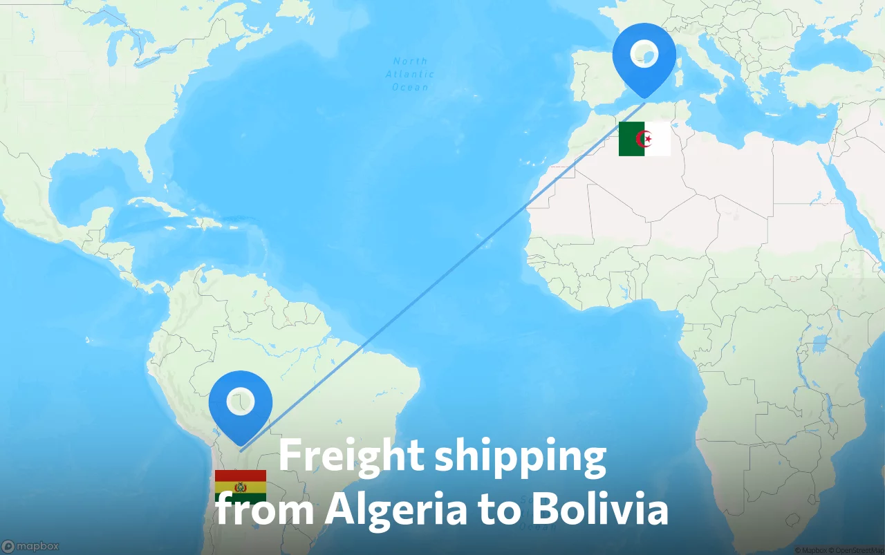 Shipping route from Algeria to Bolivia