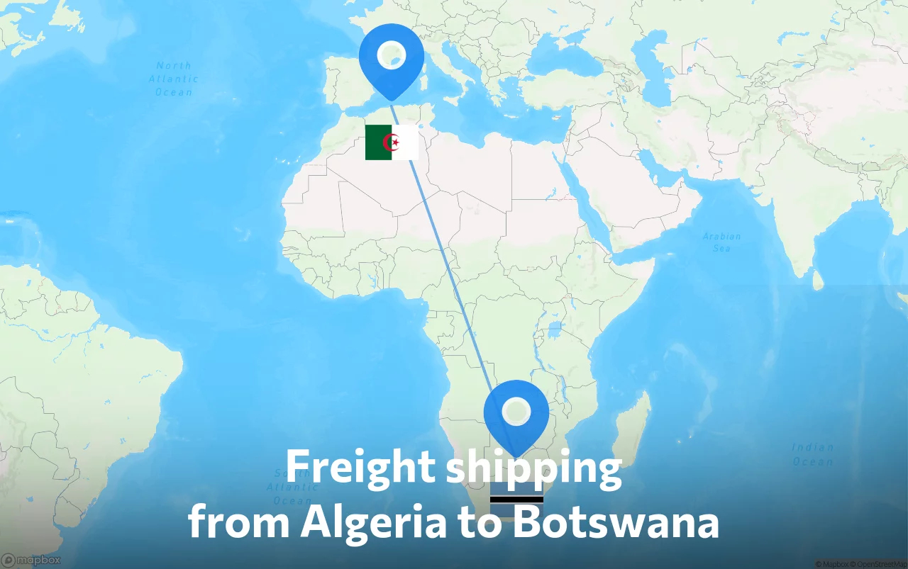 Shipping route from Algeria to Botswana