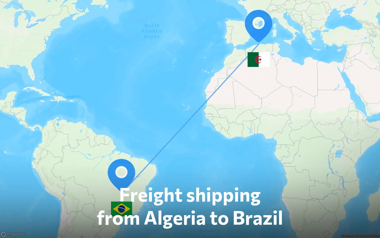 Shipping route from Algeria to Brazil