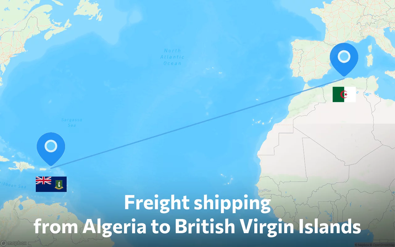 Shipping route from Algeria to British Virgin Islands