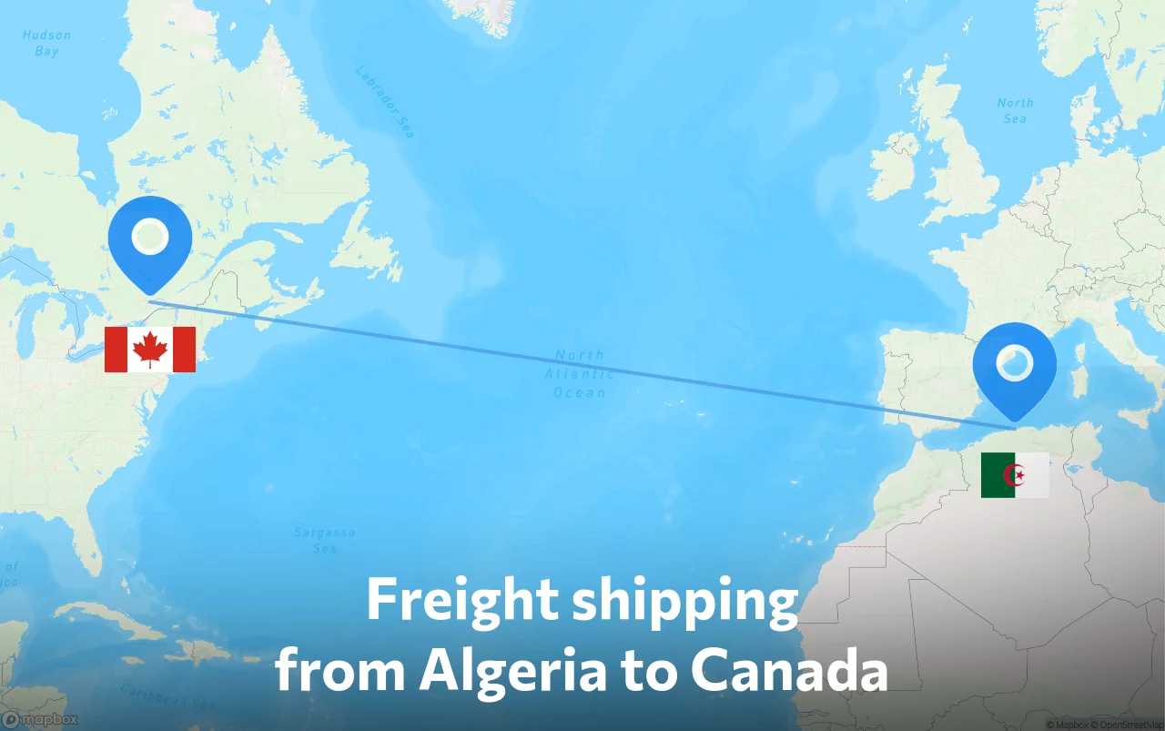 Shipping route from Algeria to Canada