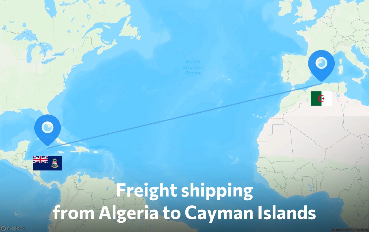 Shipping route from Algeria to Cayman Islands