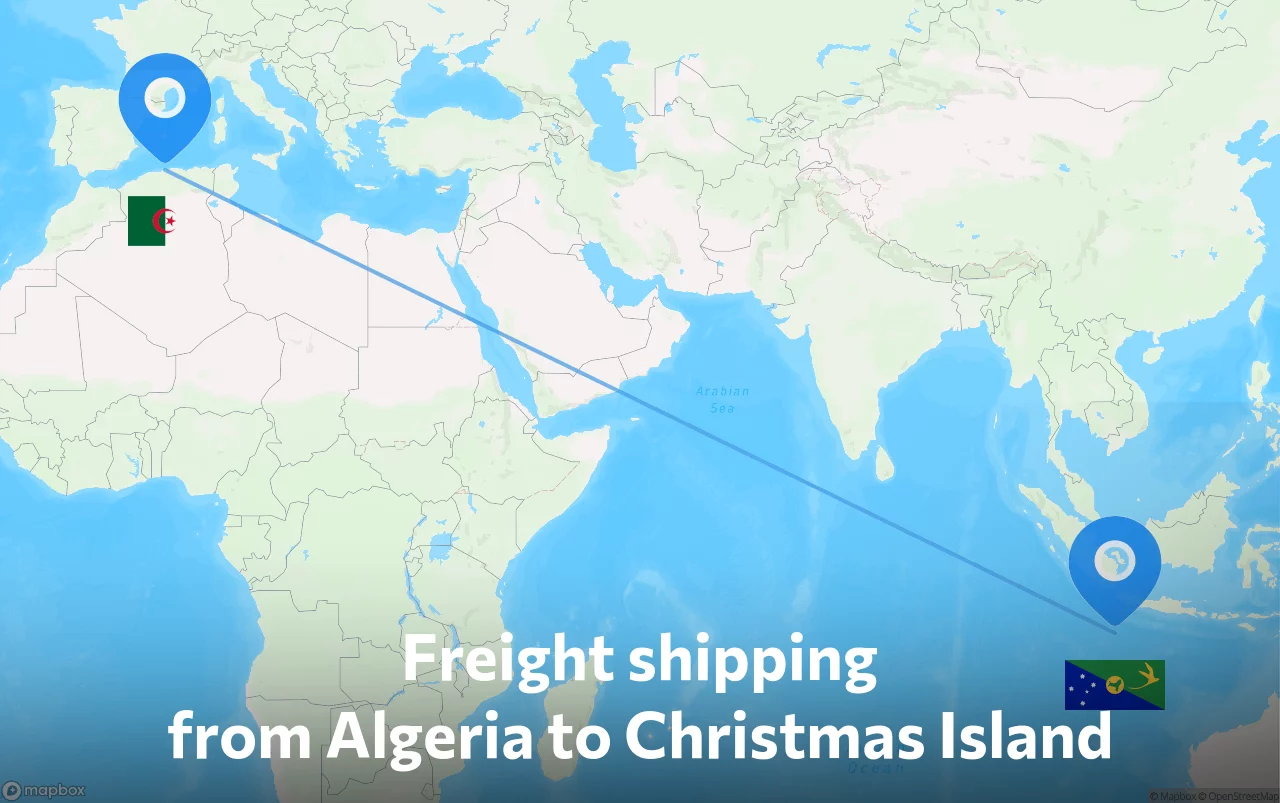 Shipping route from Algeria to Christmas Island