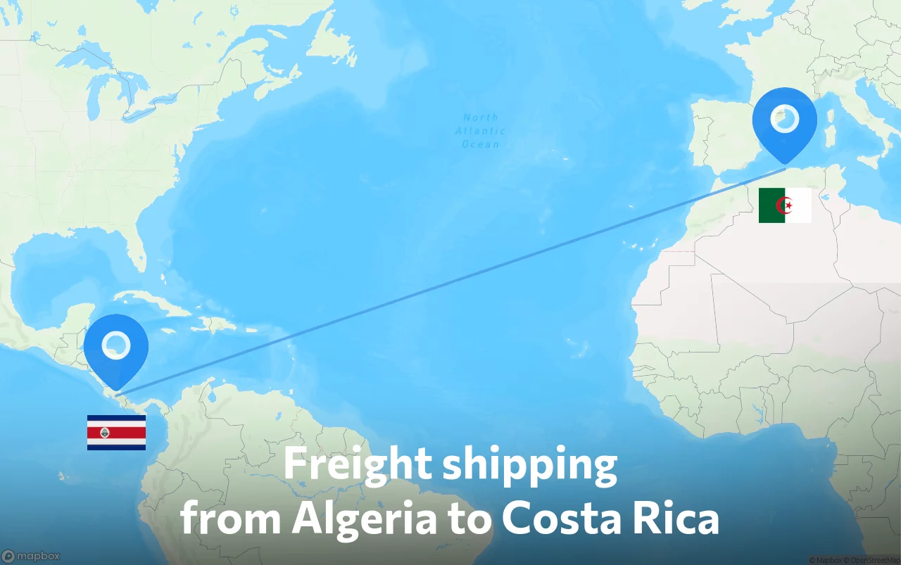 Shipping route from Algeria to Costa Rica