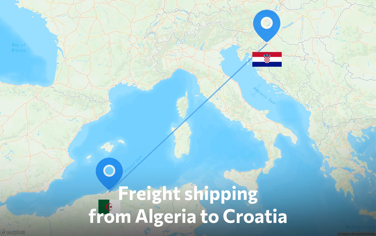Shipping route from Algeria to Croatia