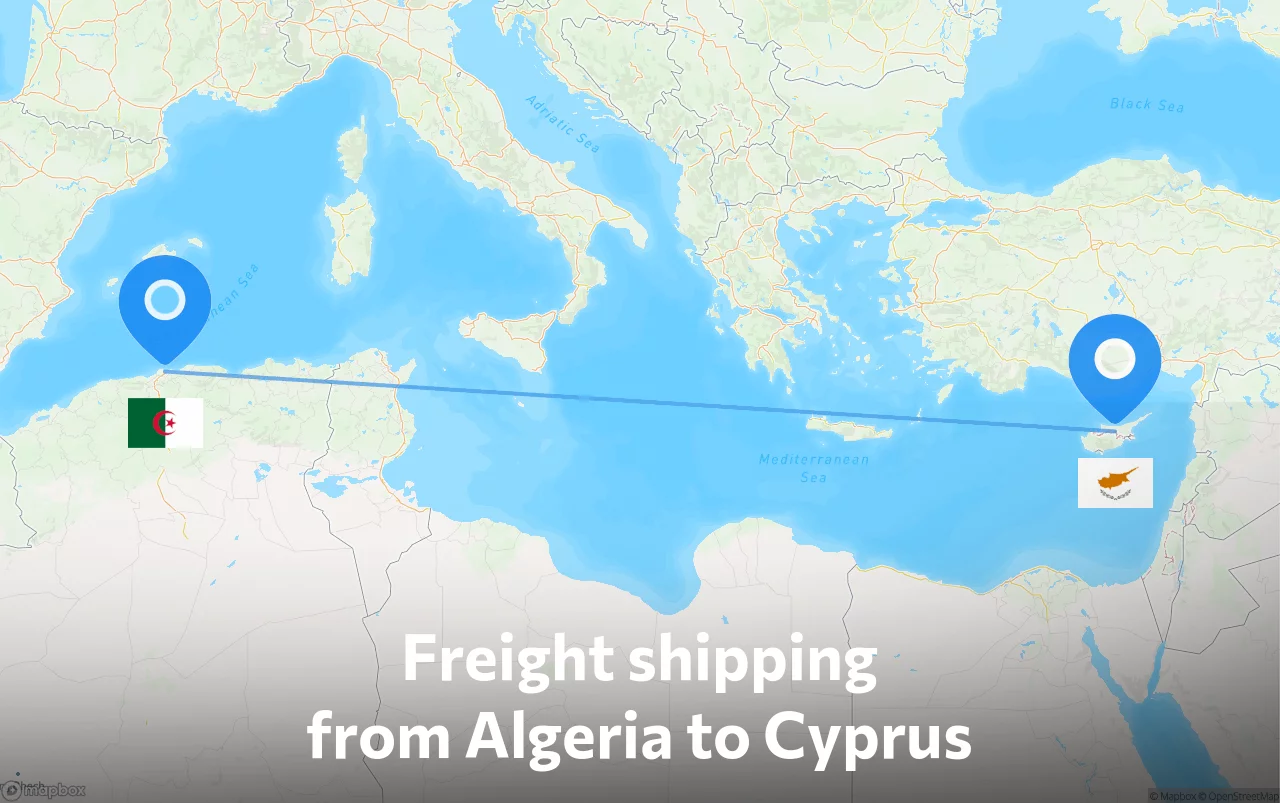 Shipping route from Algeria to Cyprus