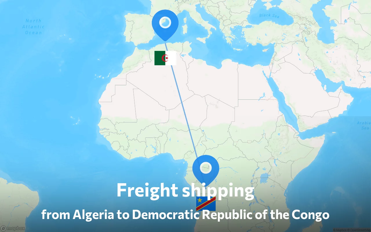 Shipping route from Algeria to Democratic Republic of the Congo