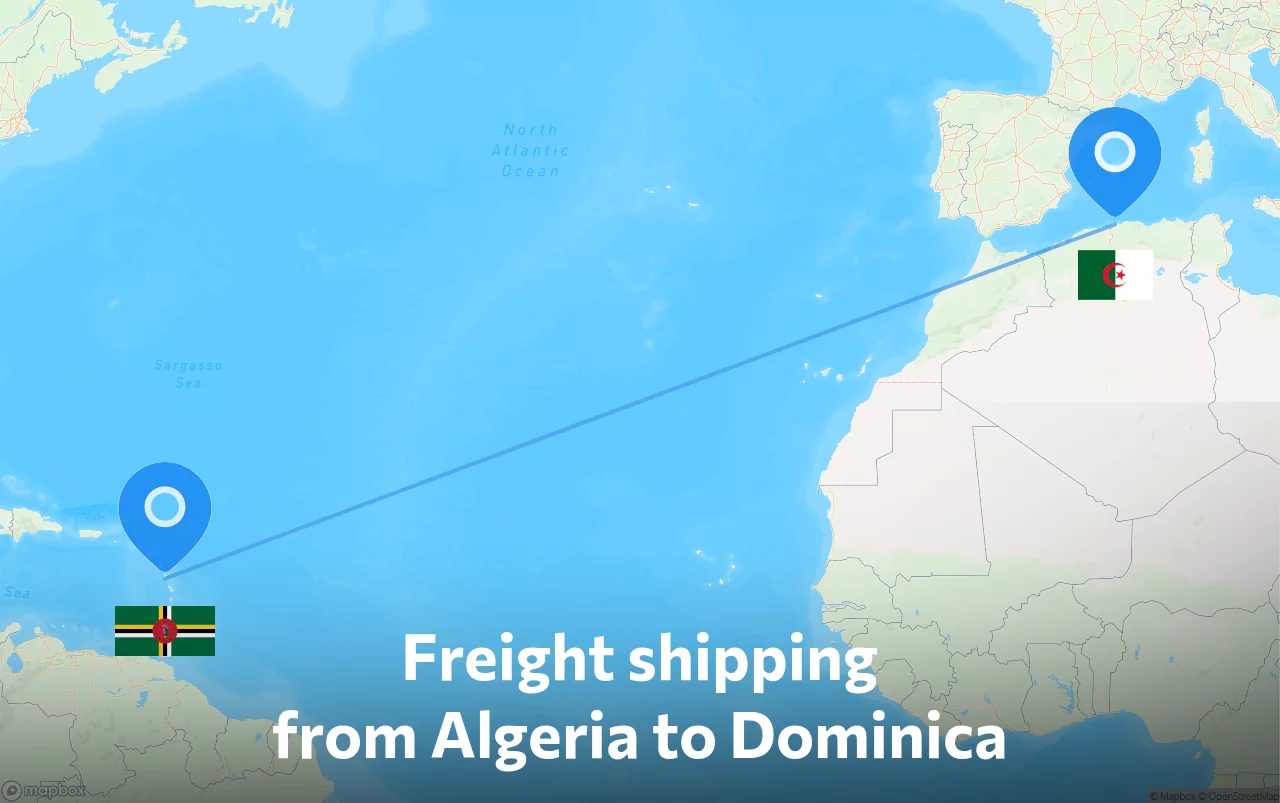Shipping route from Algeria to Dominica