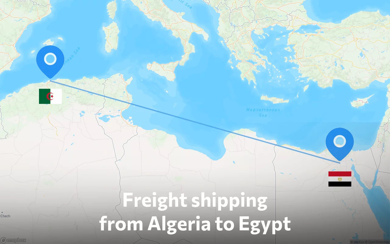 Shipping route from Algeria to Egypt