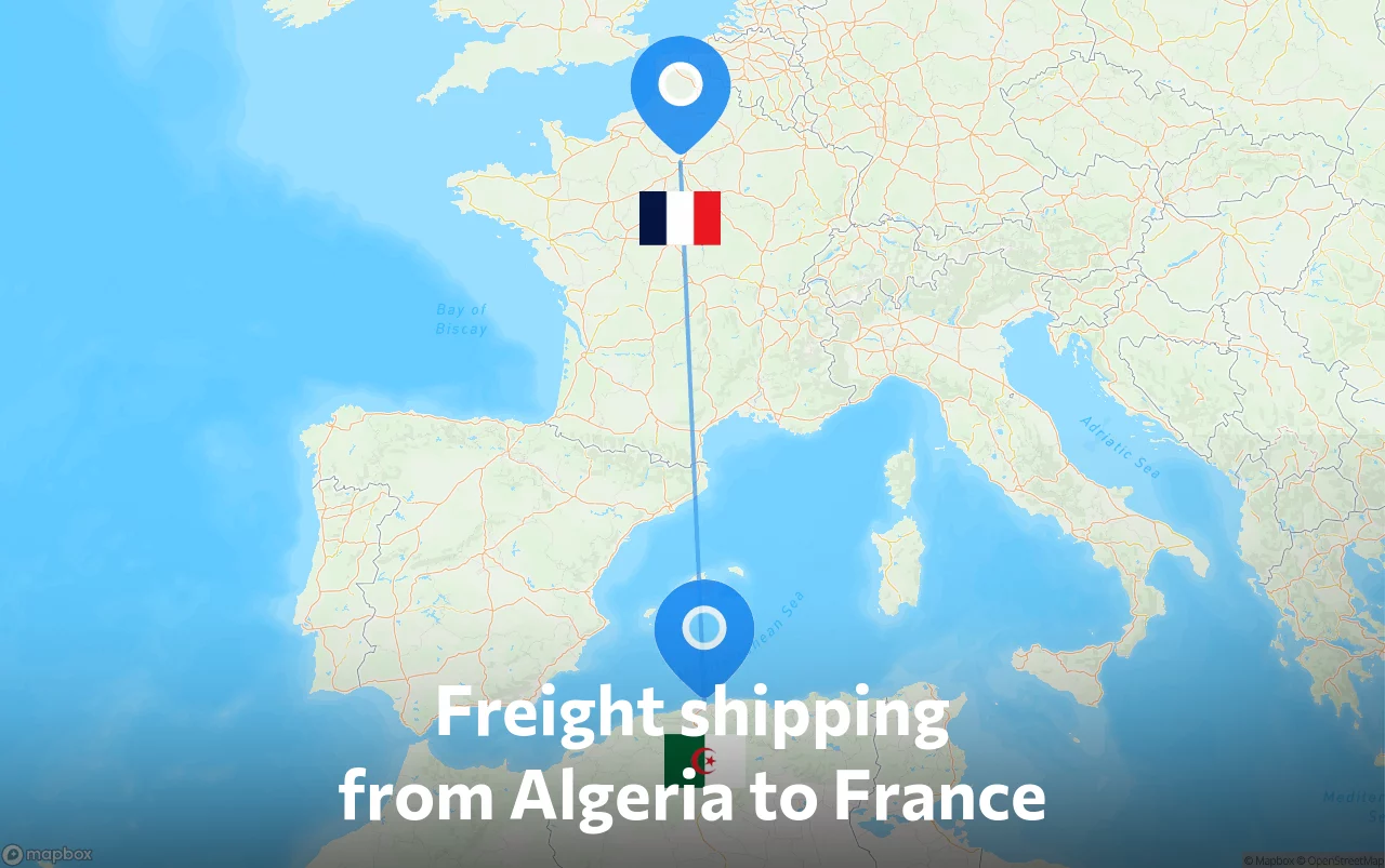 Shipping route from Algeria to France