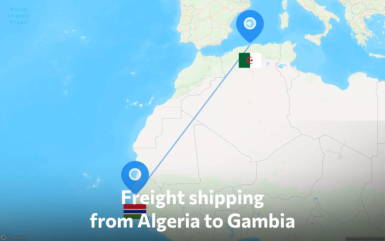 Shipping route from Algeria to Gambia