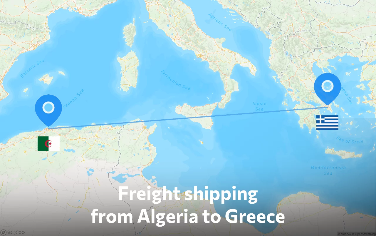 Shipping route from Algeria to Greece
