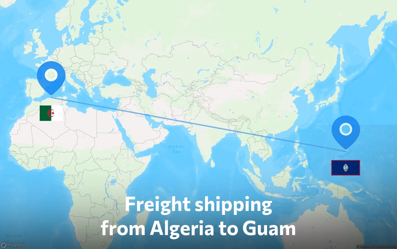 Shipping route from Algeria to Guam