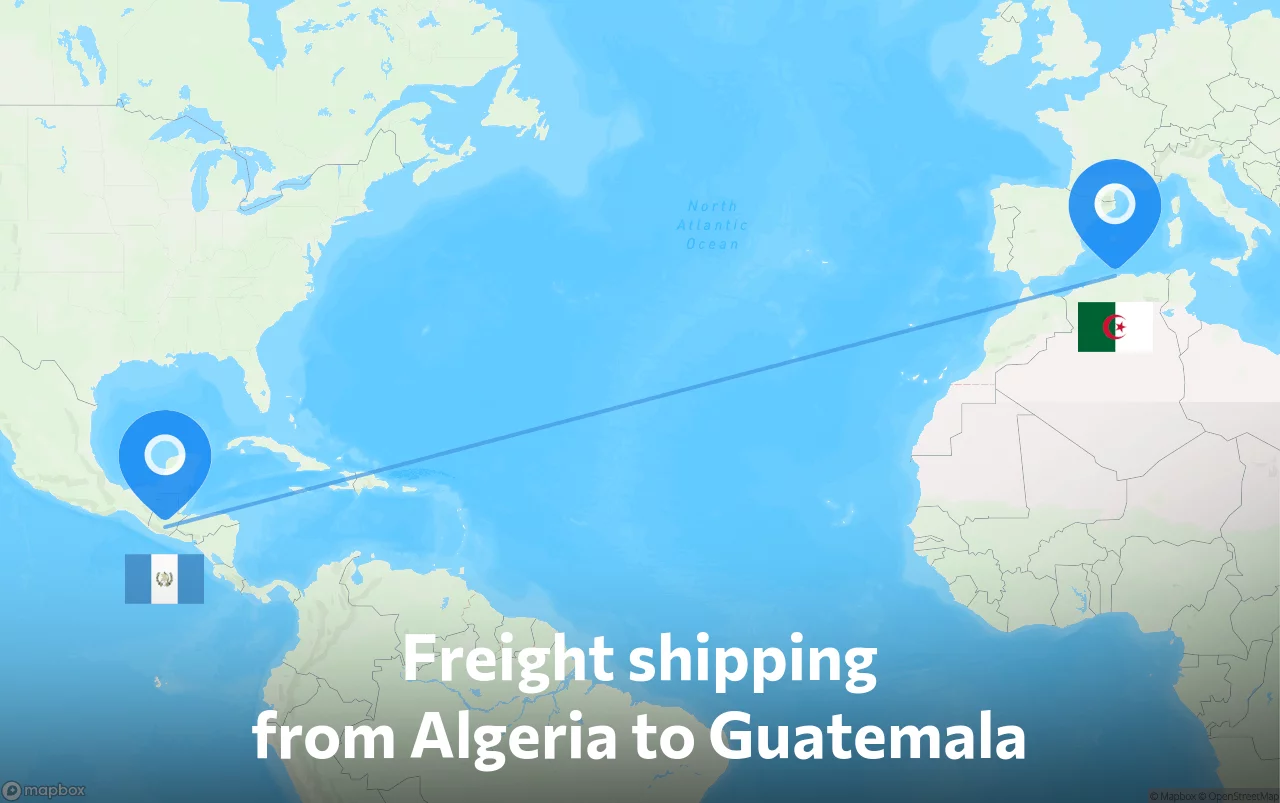 Shipping route from Algeria to Guatemala