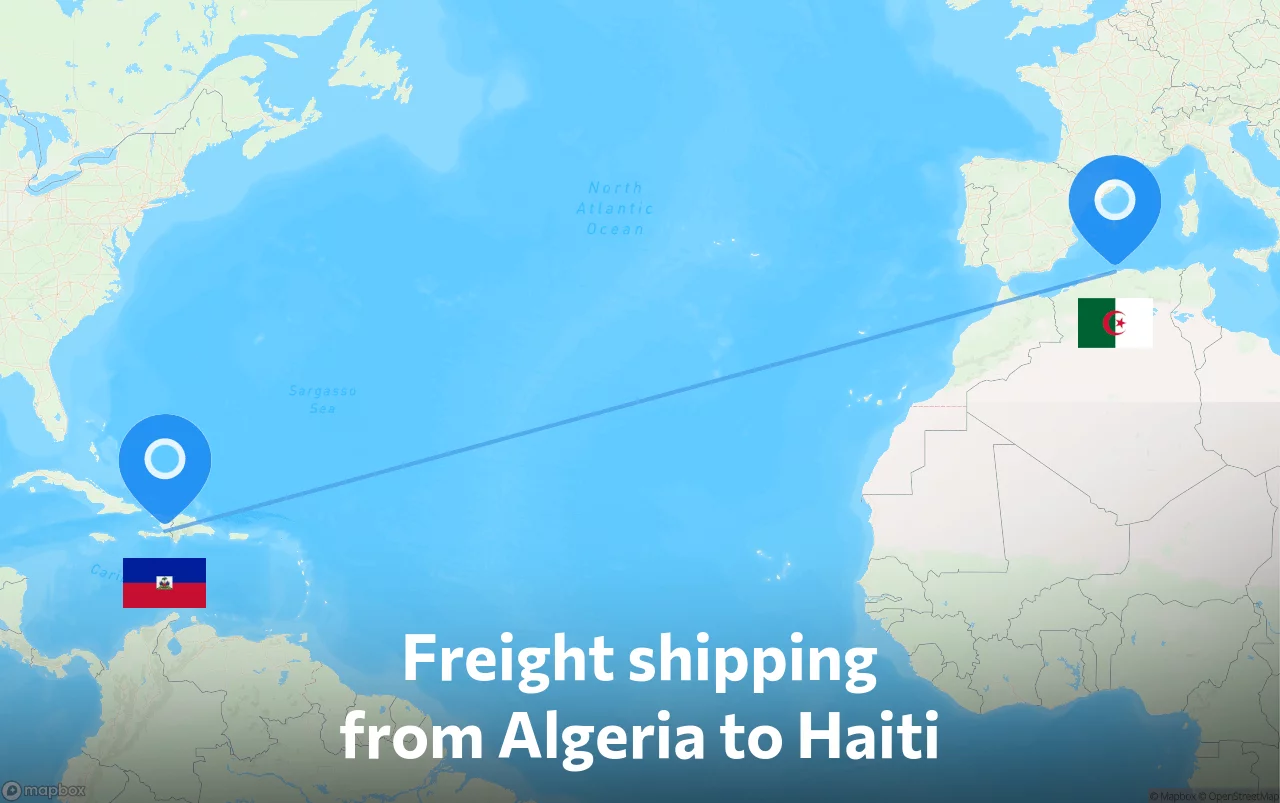 Shipping route from Algeria to Haiti